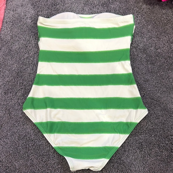 Green and White Striped Swimsuit - Picture 2 of 3